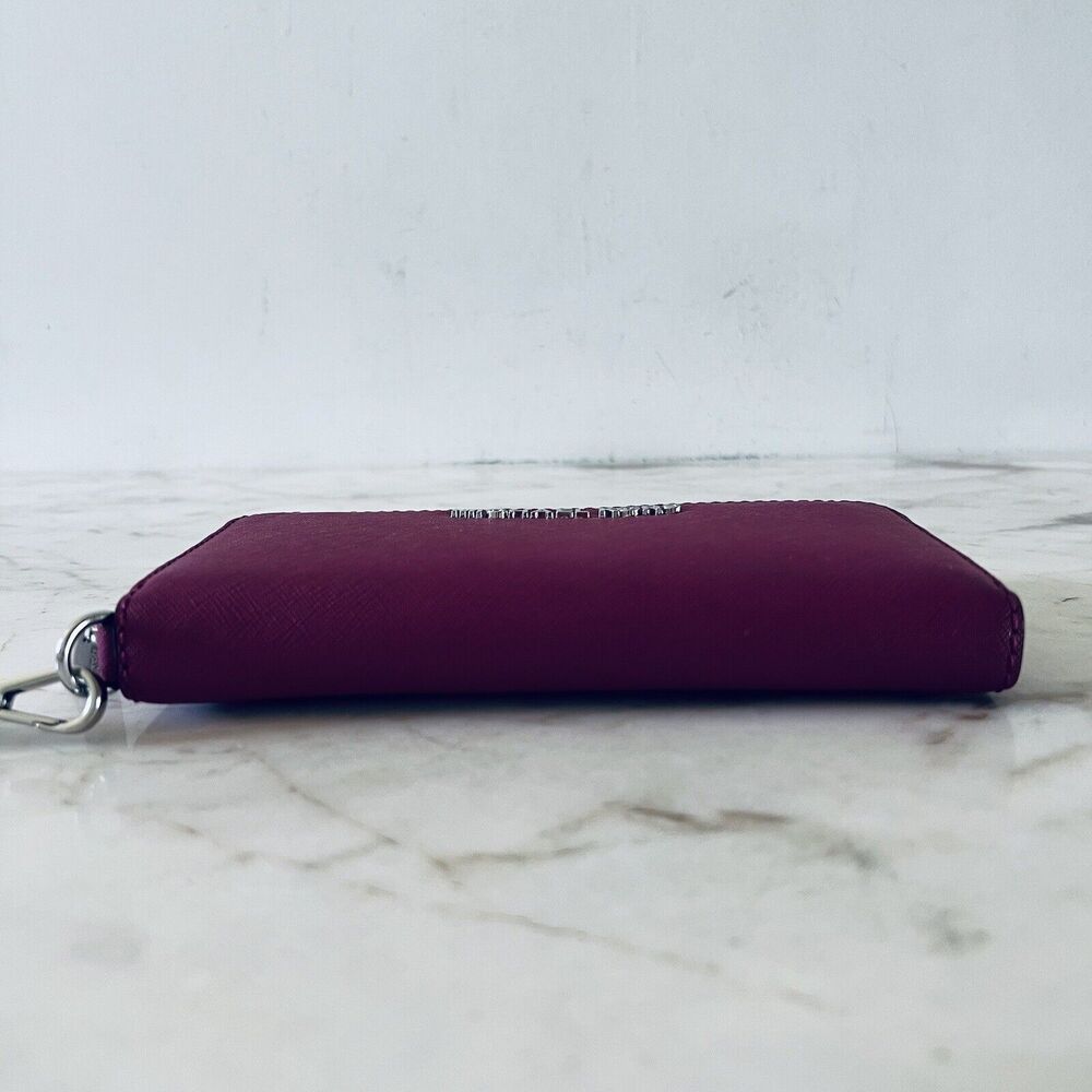 MICHAEL KORS Maroon Leather Multi Function Phone Zip Wallet Wristlet - Picture 3 of 7
